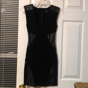 Black Faux Leather Trimmed Talula Mini Dress